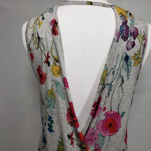 Gray Floral Rachel Roy Knit Open Back Dress Large - Picture 6 of 7